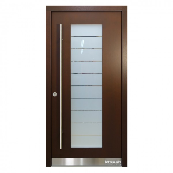 Haustür modern aus Holz Origo 40 Lasurton Walnuss